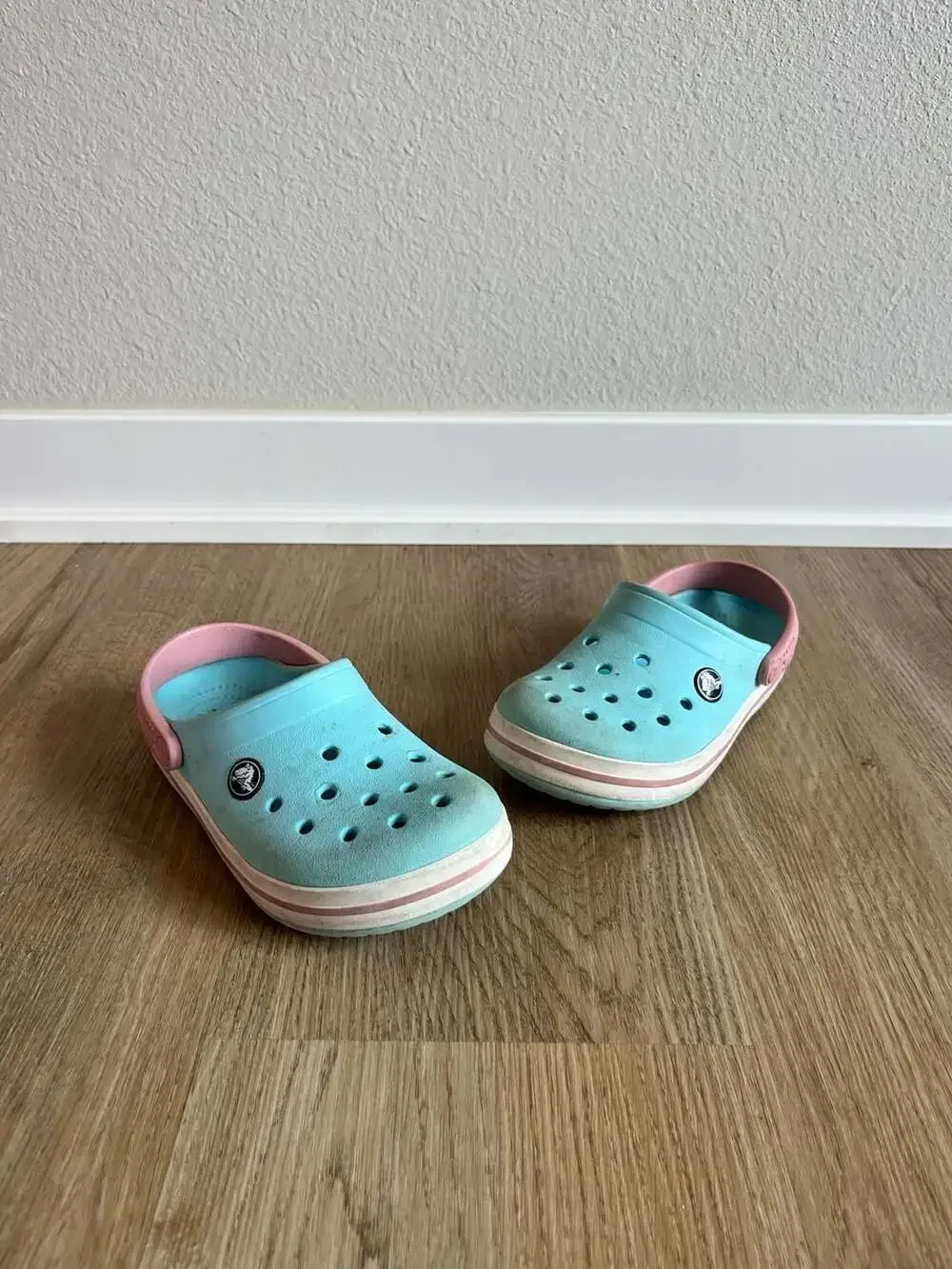 Crocs, Crocband Toddler Clogs, Slip Ons, Waterproof, Sky Blue/Pink, 12C